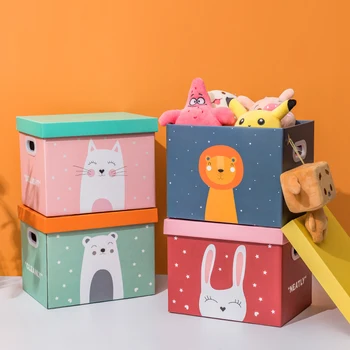 Детска Кутия За Играчки С Мультяшными Животни, Сгъваема Хартиена Кутия За Съхранение, Организаторите За Съхранение, Голяма Подарък Кутия, Аксесоари За Дома