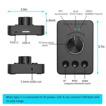 USB Външен Регулатор на силата на звука Регулиране на Дръжката Bluetooth 5.1 Bluetooth 5.1 Адаптер за слушалки 3 Режима на силата на звука на Аудио 5