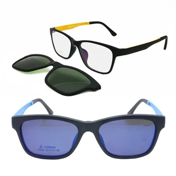 УЛЬТЕМ Правоъгълна Форма Оптични Рамки за Очила с Магнитен Клип на Сменяеми Поляризирани Очила от Късогледство, за Унисекс 002