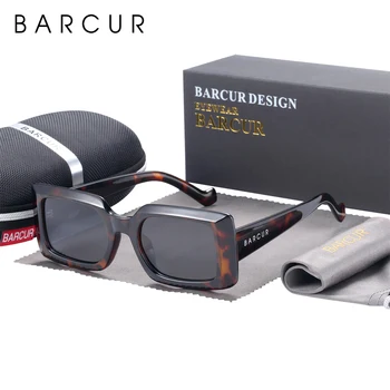 BARCUR Поляризирани Дизайнерски Слънчеви Очила Мъжки Поляризирани UV400 Женски Квадратни Слънчеви очила Eyewear Oculos