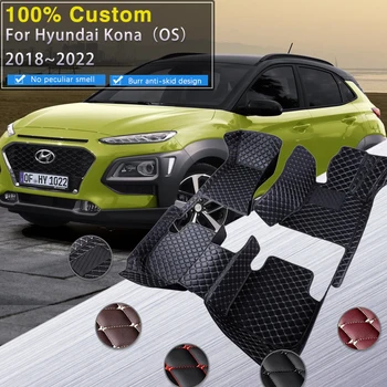 Автомобилни Постелки За Hyundai Кона Kauai OS 2018 ~ 2022 Кожена Подложка За Пода Килими Срещу Мръсотия Защитни Килими Детайли на Интериора Автомобилни Аксесоари 0