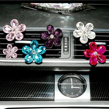 3 бр. творчески планински кристал, кристал цвете автомобилен въздушен изход парфюми клип шипованный аромат украса за интериора, аксесоари женски подарък 1