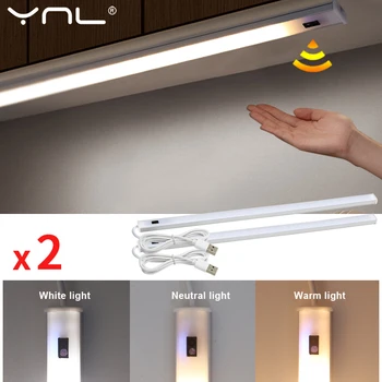 2 бр./лот USB LED Под Шкаф Кухненски осветителни Тела 5 В 3 Цвята Ръчно Почистване на Сензорна Лампа Led Шкаф Светлина Спалня Гардероб Осветление