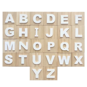 6 СМ Дървени Букви на Азбуката ABC Блокове Кубчета Детски Дошкольные Образователни Играчки Подарък За Деца Интериор на Стаята Украса Подпори За Фотосесия