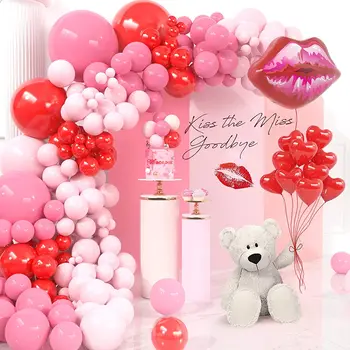 Тестени изделия розово червен балон във формата на сърце за устни от алуминиево фолио балон булчински душ рожден ден детски душ Свети Валентин парти decorat