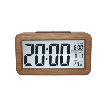 Дървена LED Digital alarm clock Украса на Хола Електронни Часовници Настолни Часовници От масивно Дърво 3
