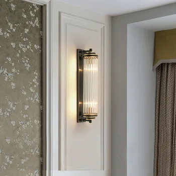 Кристал Стъкло Лампа, с монтиран на стената Лампа, Нощни За Спални LED Модерни и Луксозни Златни Черни Лампи Вътрешни Тела Хол, Домашно Осветление