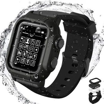Водоустойчив Калъф за носене Каишка за Часовник Apple Watch 6 Група 44 мм Iwatch Series 5 4 за Apple Watch 3 42 мм Каишка Спортен Гривна Аксесоари