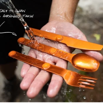 Открит Magware Магнитни Прибори за хранене Магнит Линк Набор от Прибори за хранене Преносим алуминиева сплав Прибори за хранене Вилица лъжица нож