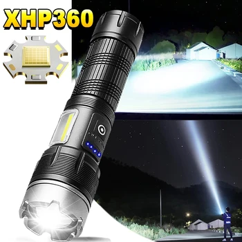 XHP360 Высокомощные LED Светлини Акумулаторна Лампа XHP90 Мощен Фенер 18650 Водоустойчив Тактически Фенер Ръчен Фенер