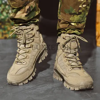 Военни Ботильоны Мъжки Улични Кожени Тактически Армейските Мъжки Обувки Армейските Ловни Работни Обувки За Мъже Ежедневни Обувки Bot Zapatos