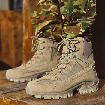 Военни Ботильоны Мъжки Улични Кожени Тактически Армейските Мъжки Обувки Армейските Ловни Работни Обувки За Мъже Ежедневни Обувки Bot Zapatos 5