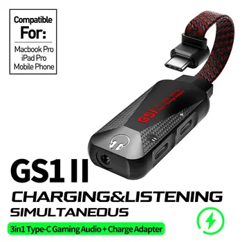 GS1 C USB Адаптер за зареждане 3 в 1 Type-C до 3,5 мм QC Бързо зареждане на мобилен телефон за Детска Звукова карта Аудио Кабел-адаптер