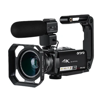 Камера за 4K Камера YouTube, Facebook Излъчването на живо, Ordro AC7 10X Оптично Увеличение на Професионални видео блог Камера за Блогър