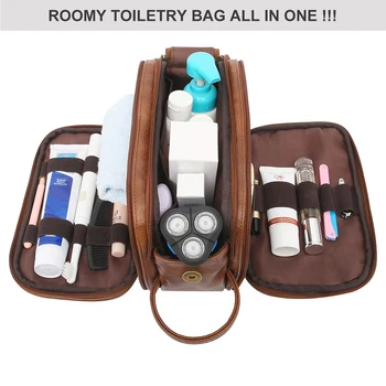 Мъжка Чанта за Тоалетни Принадлежности, Голям Пътен Комплект за Бръснене, Водоустойчив Органайзер за Тоалетни Принадлежности за Баня, козметични чанти от Изкуствена Кожа