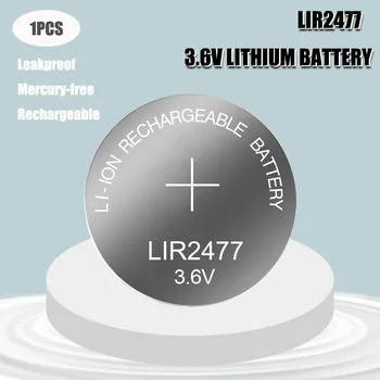 1БР 3,6 В Литиево-йонна Акумулаторна батерия LIR2477 Литиева бутон Вградени Батерии за монети Часови клетки LIR 2477 Заменя CR2477