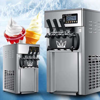 ZM-A168 машина за сладолед 16-18 л / ч търговски настолна малък трикольор машина за мек сладолед 1200 W машина за сладолед в рожках