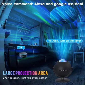 WiFi Aurora Galaxy Sky Проектор RGB лека нощ Лазерен Вечерни Романтична Лампа на Проектора С Музикален Високоговорител За Google Алекса Подарък