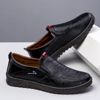 Мъжки кожени обувки Лятото на 2022 г. с Нова мъжки ежедневни обувки без обков от мека кожа подметка Дишащи обувки с малките си пръсти 1