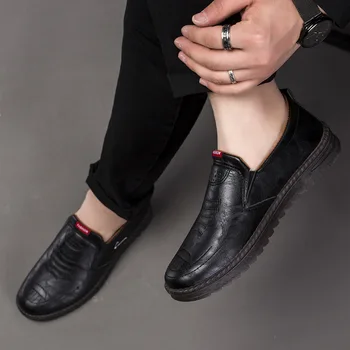 Мъжки кожени обувки Лятото на 2022 г. с Нова мъжки ежедневни обувки без обков от мека кожа подметка Дишащи обувки с малките си пръсти 3