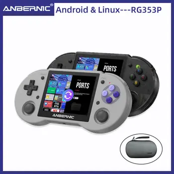 ANBERNIC Новата Портативна игрова конзола RG353P с 3,5-инчов мультисенсорным екран, система Android, Linux, HDMI-съвместим плейър 64G 4400 игри