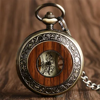 Старинни Часовници С Ръчно От Механичните Часовници Джобни Луксозен Дървен Дизайн Половината Ловец Ретро Часовници, Подаръци за Мъже, Жени reloj