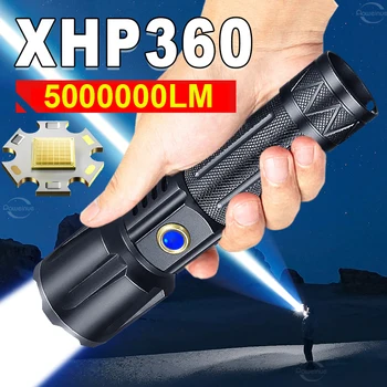Супер XHP360 Высокомощный Led Фенерче Usb Акумулаторна Тактически Фенер 500 W за Най-Мощен Фенер IPX6 Водоустойчив Фенер