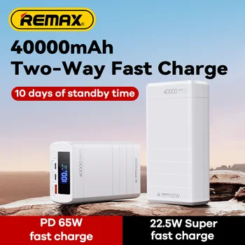 Remax 65 W Power Bank 40000mAh Бързо Зареждане и външна Батерия за Преносим PD QC 22,5 W Power Bank Зарядно Устройство TypeC За iPhone Huawei