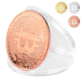 Биткойн Физически Коллекционный БТК Розово Злато сребърно покритие Монета Художествена Антични Имитация на един Милион рубли един незабравим Подарък за Спомен 5