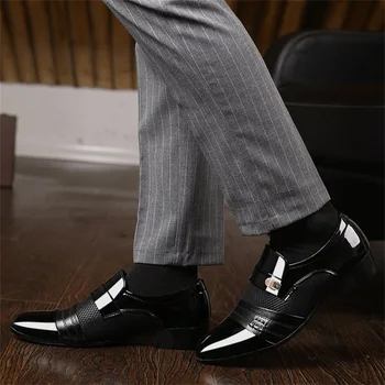 Най-новите италиански мъжки модел обувки, Модни луксозни булчински обувки-Oxfords, мъжки обувки-дерби, големи Размери 38-48, костюмная обувки, мъжки обувки 2