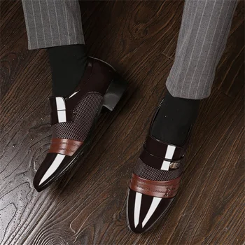 Най-новите италиански мъжки модел обувки, Модни луксозни булчински обувки-Oxfords, мъжки обувки-дерби, големи Размери 38-48, костюмная обувки, мъжки обувки 5