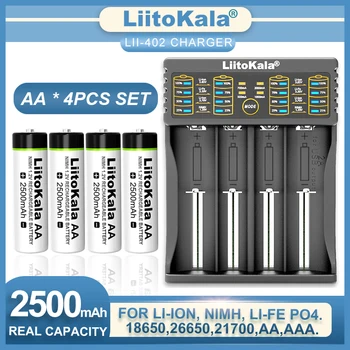 Liitokala Lii-402 Зарядно устройство 1.2 AA 2500 mah AAA 900 mah Ni-MH Акумулаторна Батерия Температурен пистолет Дистанционно Управление Мишка Играчка Lii-202