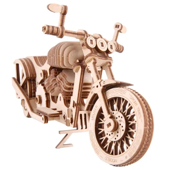 Дървени Мотоциклетни Механични Пъзели 3d Монтаж на Строителни Дизайнери, Модели Комплекти за Бродерия за Възрастни Diy Пънк Автобайки
