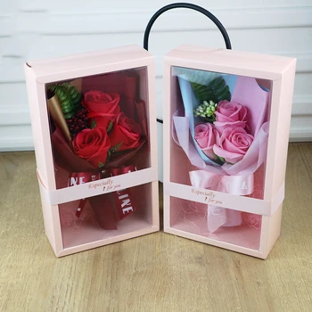 Креативен Подарък Сапун Роза Цвете за Подарък Кутия за 