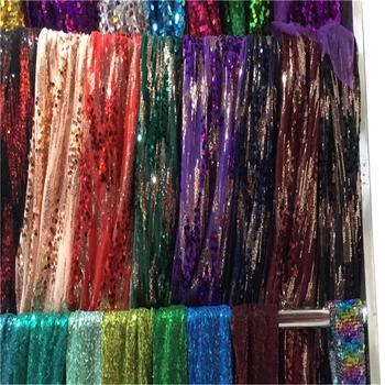 Направи си САМ Занаят Производство на най-Новата Нигерийски Завързана Кърпа Многоцветни Пайети Тюлевая Лейси Плат Модно Сетчатое Дантела за Женски Рокли за 130 см
