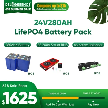 Акумулаторна батерия 12V 24V 48V 280K LiFePO4 с активни балансировочными призматическими клетки Smart 4S200A BMS за Съхранение на Слънчевата енергия БЕЗ ДДС
