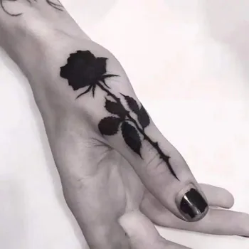 Водоустойчив Временна Татуировка Стикер На Черна Роза С Цветен Дизайн Боди-Арт Фалшива Татуировка Флаш Татуировка На Китката На Ръката На Мъж, Жена