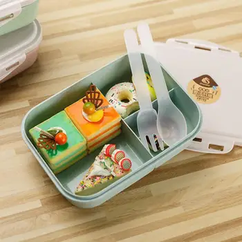 Кутия за съхранение на контейнера плода храна за пикник кутии за обяд Bento кутия за съхранение с лъжица, вилици за деца възрастни 4
