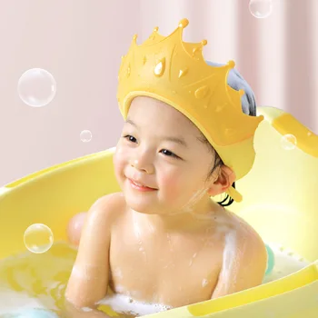 1 Опаковка Регулируема Капачка за Шампоан за бебе Душ под формата на Короната, Шапчица-един брой Климатик за Шампоан за Защита на Ушите на Бебето, Детски Душ Корона, Co
