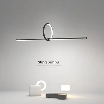 2021 модерна нова led полилей с Трапезария и хол лампа минималистичное дълго пръстен кухня скандинавски дизайнер офис скандинавските висящи лампи
