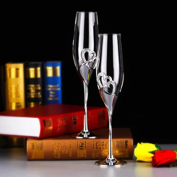 Кристал диамант във формата на сърце Чаша за Шампанско Набор от пузырьковый чаша Стъклена Сватбен Подарък на няколко чаши за вино
