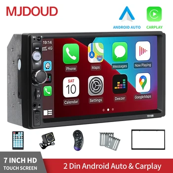 MJDOUD 2din Apple Carplay Авто Радио С тъчскрийн Екран С Автомобилен Мултимедиен Аудио Стерео Bluetooth Интелигентна Система за