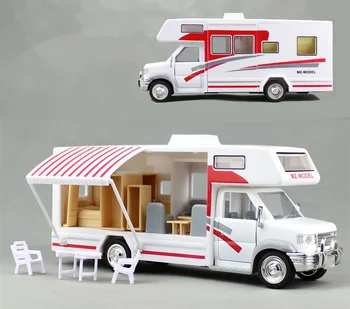 [Забавно] 22 см Кемпери Morto Home Coach Camper Van Модел за Леене под налягане със светлина и звук Откатная легкосплавная машина включва в себе си играчки мебели