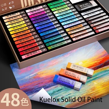 Kuelox Твърди Маслен Пигмент За Рисуване на Мини 24/36/48 цветове, Изящно Художествен Водно-Масления Пастелно Молив за Надраскване