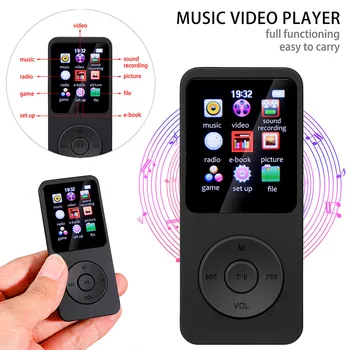 MP4 плеър с 1.8-инчов Мини-Метален MP3 плейър, Hi-Fi Bluetooth 5,0 Цифрови Носители Дръжка За Запис на FM радио, Ebook MP4 плейър