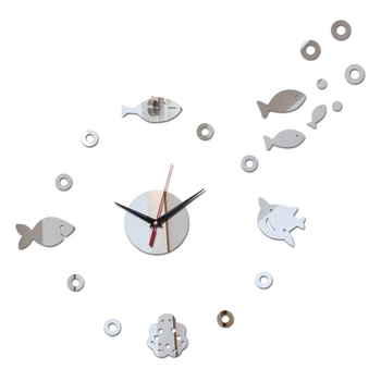 нов дизайн направи си сам начало декор кварцов стенен часовник кратък стил стенни часовници натюрморт риба огледало акрилен материал стикери за стена