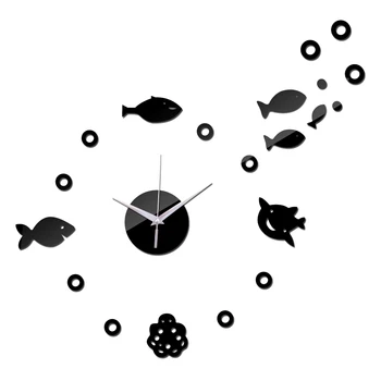 нов дизайн направи си сам начало декор кварцов стенен часовник кратък стил стенни часовници натюрморт риба огледало акрилен материал стикери за стена 1