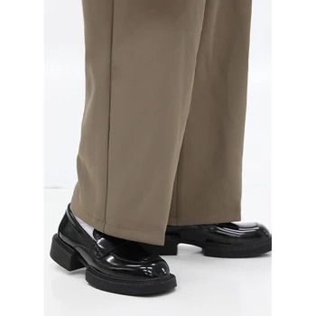 Блестящи черни мъжки ежедневни кожени обувки без закопчалка на дебела подметка с квадратни пръсти в стила на гепи, модерен мъжки oxfords в ретро стил 5