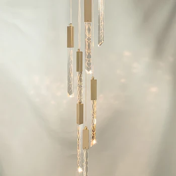 GPD черна полилей модерен стълбищна лампа crystal led вътрешно осветление на спирала индивидуален дизайн на таванско помещение полилеи лампа