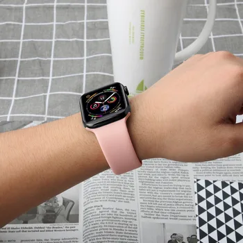 Силиконов Ремък За Apple Watch Band 44 мм 40 мм 38/42 мм Smartwatch Спортен Каишка За Часовник Гривна iWatch series 7 6 SE 5 4 3 41 мм 45 мм 3